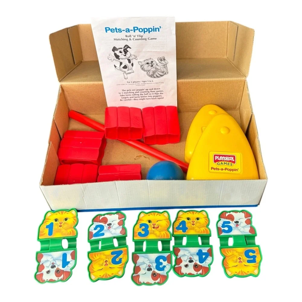 Vintage 1997 Playskool Pets a‎ Poppin Roll n Flip Matching Counting Game